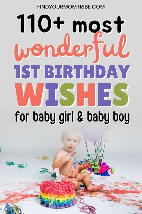 A collection of the cutest, funniest, and most sentimental 1st birthday wishes for baby girl and baby boy. Enjoy this special day! 1st Birthday Post Caption, First Birthday Wishes For Baby Girl, First Birthday Wishes For Baby Boy, 1st Birthday Wishes For Baby Girl, Birthday Wishes For Baby Girl, Baby Birthday Wishes, 1st Birthday Quotes, Happy 1st Birthday Wishes, 1st Birthday Message