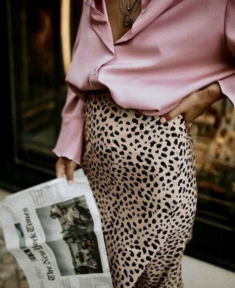 Rok Outfit, Satin Bluse, Leopard Print Skirt, Looks Street Style, Winter Trends, Looks Chic, Inspired Outfits, 가을 패션, Street Style Looks