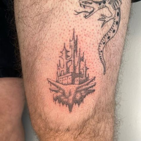 Minecraft Tattoo, Stickandpoke Tattoo, Floating Castle, Brooklyn Tattoo, Tattoos Inspo, Stick N Poke, Funny Poses, Tattoo People, Poke Tattoo