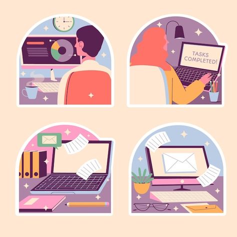 Office supplies sticker collection | Free Vector #Freepik #freevector #computer #office #work #folder Highlight Covers Instagram Pink, Aesthetic Highlight Covers Instagram, Character Web, Aesthetic Highlight Covers Instagram Pink, Aesthetic Highlight Covers, Digital Illustration Tutorial, Social Media Art, Halftone Pattern, Illustration Tutorial