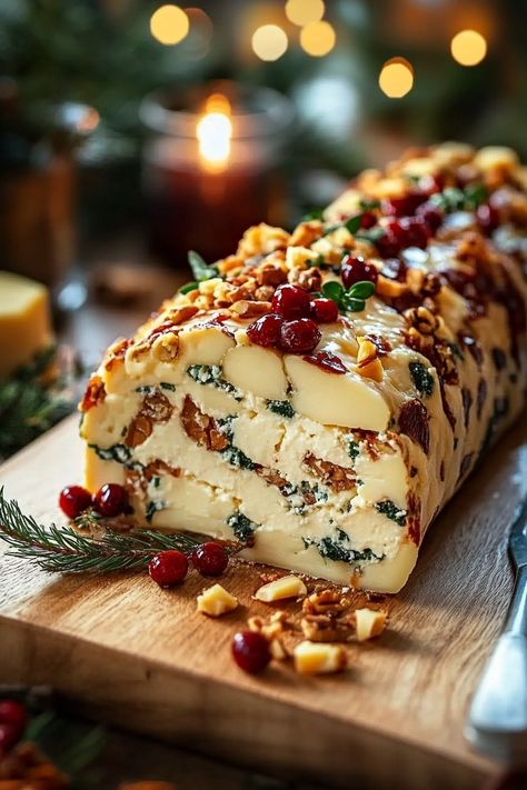 Festive Italian Cheese Log Delight Recipe Festive Italian Cheese Log, Kimchi Lunch, Italian Cheese Log, Thanksgiving Day Appetizers, Cream Cheese Board, Finger Party Food, Charcuterie Board Recipes, Italian Picnic, Pecan Baked Brie