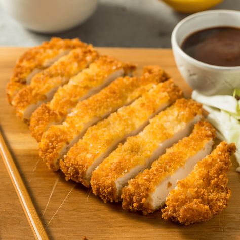 Pork Katsu | Air Fryer Katsu Pork - TwoSleevers Katsu Pork, Pork Katsu, Chicken Katsu Recipes, Katsu Recipes, Crispy Oven Baked Chicken, Crispy Chicken Recipes, Breaded Pork Chops, Oven Baked Chicken Breasts, Easy Chicken Breast