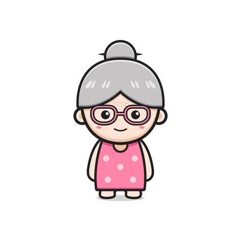 Cute Grandma Cartoon, Grandma Character Design, Grandma Character, Angel Cartoon, Cartoon Grandma, Character Cartoon, Vector Icons Illustration, Disney Aesthetic, Cartoon Icons