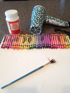 My Simple Obsessions: DIY Melted Crayon Canvas Melting Crayons On Canvas, Crayon Canvas Art, Melted Crayon Canvas, Crayon Canvas, Mod Podge Gloss, Crayon Crafts, Broken Crayons Still Color, Cute Teacher Gifts, Broken Crayons