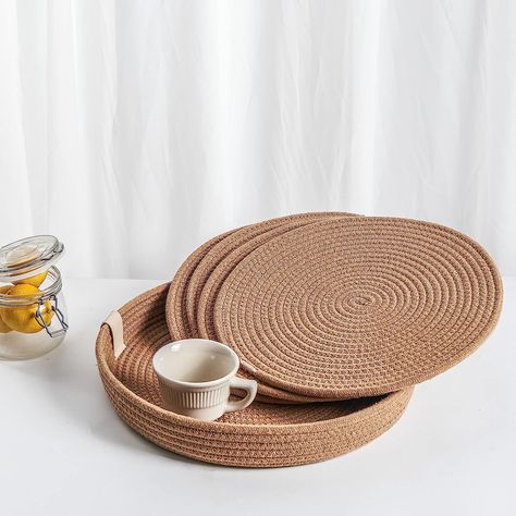 Table Setting Everyday, Table Settings Everyday, Nursery Baskets, Round Placemats, Holiday Table Decorations, Woven Placemats, Table Placemats, Decor Black, Placemat Sets