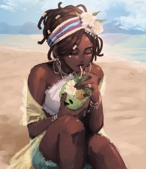 Patricia Dorval, Identity V, Black Anime Characters, Identity Art, Black Art Pictures, Cute Art Styles, Art Inspiration Drawing, Beach Art, Cartoon Art Styles