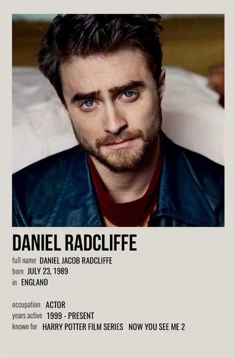 Celebrity Polaroid Poster, Character Polaroid Poster, Prisoners Polaroid Poster, Marvel Character Polaroid Poster, Polaroid Movie Poster Harry Potter, Minimal Polaroid Celeb Poster, Daniel Radcliffe Movies, Movie Info, Iconic Poster