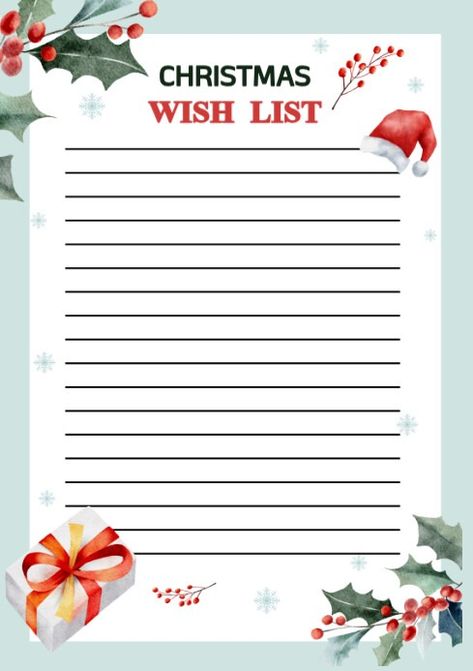 List-based Christmas List Template/christmas Wish List/checklist/gift/wishes/santa A4 | PosterMyWall Wish List Template, Christmas Wish List Template, Christmas List Template, Princess Activities, Church Halloween, Kindle Book Cover, Christmas Wish List, Holiday Templates, Template Christmas