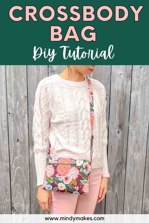 How to Sew a Crossbody Bag (Free Pattern) - MindyMakes Easy Cross Body Bag Pattern Free, Small Purse Pattern, Cross Body Bag Pattern Free, Crossbody Purse Patterns, Crossbody Bag Tutorial, Crossbody Bag Diy, Simple Crossbody Bag, Bag Free Pattern, Purse Patterns Free