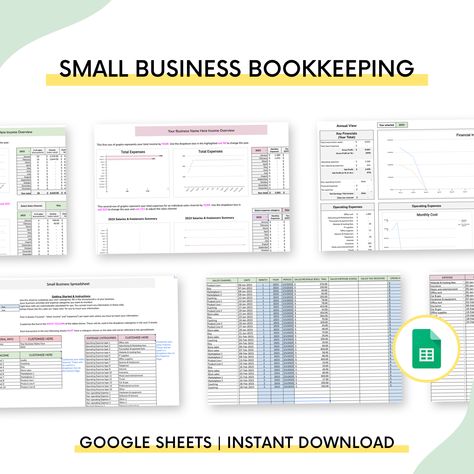 Boost Your Business with this easy-to-use Business Bookkeeping Template.Our small business bookkeeping spreadsheet is to better help you understand what's going on with your business and help you scale! We know all about being a small business owner, so we created this spreadsheet with all our fellow business owners in mind to help them get organized and level up their businesses! A detailed look at the Small Business Bookkeeping Template: • A customizable Google Sheet template for keeping you o Business Accounting Templates, Book Keeping For Small Business, Small Business Set Up, Spiritual Office, Google Sheet Template, Bookkeeping Spreadsheet, Spreadsheet Design, Excel Budget Spreadsheet, Budget Spreadsheet Template