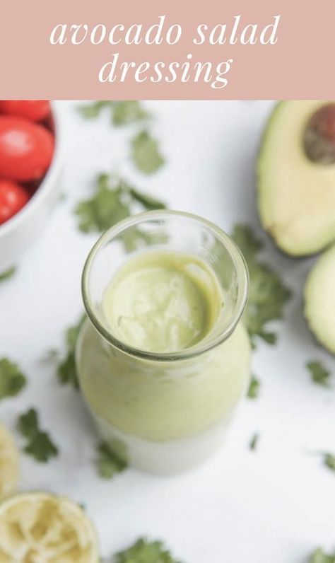 This light and refreshing avocado salad dressing is easy, simple, and perfect for green goddess salad! Made with Greek yogurt and avocado, it's a healthy avocado recipe that is perfect for using as a salad dressing or even a dip! Keto approved, vegetarian, and SO simple to make. Enjoy your green goddess salad with this delicious and flavorful avocado dressing recipe! Avacado Lime Dressing, Healthy Vinaigrette, Dip For Veggies, Avocado Dressing Recipe, Avocado Lime Dressing, Avocado Recipes Healthy, Avocado Salad Dressing, Healthy Dressing, Avocado Dressing