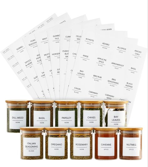 Talented Kitchen 184 Spice Jar Labels Preprinted. 184 Minimalist Black Text on Square White Label, Water Resistant Spice Labels Sticker. Seasoning, Herb & Spice Rack Organisation (184 Square Spices) : Amazon.com.au: Everything Else Chalkboard Pantry Labels, Kitchen Pantry Labels, Pantry Organization Labels, Spice Rack Organization, Spice Jar Labels, Glass Spice Jars, Spice Labels, Organizing Labels, Herb Seasoning