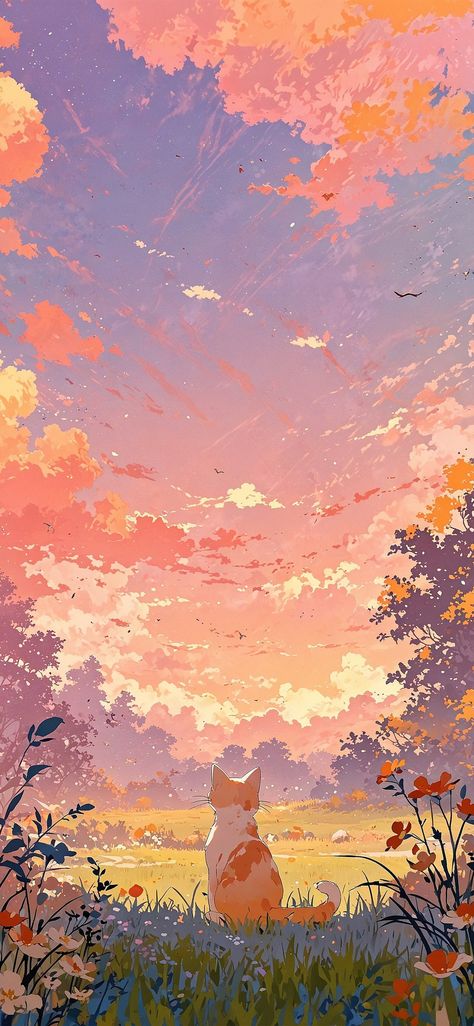 Dreamy Artwork, Cute Simple Wallpapers, Cat Cute, Cool Wallpapers Art, Fantasy Art Landscapes, Dreamy Art, Pretty Wallpapers Backgrounds, Environment Concept Art, Anime Scenery Wallpaper