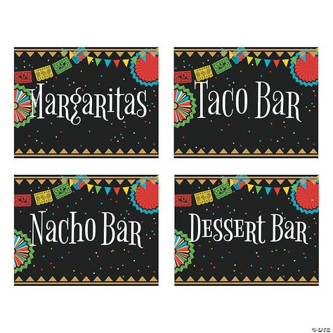 Fiesta Party Food, Party Food Signs, Nacho Bar, Fiesta Birthday Party, Mexican Birthday, Fiesta Party Decorations, Tacos And Tequila, Fiesta Theme Party, Mexican Party Theme