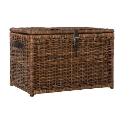 Happimess Michael Storage Trunk | Hayneedle Wicker Storage Trunk, Trunks For Sale, Decorative Trunks, Wicker Trunk, Wicker Storage, Storage Trunk, Chestnut Brown, Coffee Table With Storage, Closet Storage