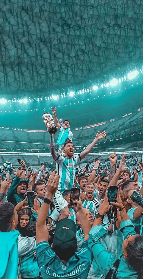 Argentina Football Team, Messi World Cup, Impossible Is Nothing, Haha Photos, Argentina Football, Lionel Messi Wallpapers, Messi Photos, World Cup Champions, Leonel Messi