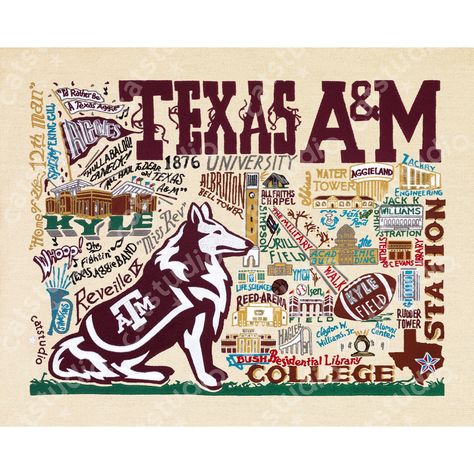 This original design celebrates the Texas A&M University. Gig'em Aggies! Our original, licensed designs are printed locally on museum-quality paper with archival inks and assembled by hand in our studio in Petaluma, California. Collegiate Fine Art Prints Magically printed to look like honest-to-goodness embroidery—your friends won’t believe you when you tell them it’s a print! THE IDEAL GIFT: Want that priceless smile from your gift recipient knowing that you just gave the perfect gift? This Aggie Ring, Petaluma California, Texas Aggies, Texas A M University, Texas A&m, Student Activities, Just Giving, Fine Art Print, Ncaa