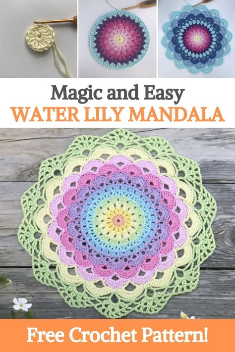 Crochet Mandala Pattern Easy, Easy Mandala Crochet Pattern, Easy Crochet Mandala, Beginner Crochet Mandala Pattern Free, Mandela Crochet Free Pattern, Easy Crochet Mandala Pattern Free, Mandala Free Crochet Pattern, Free Mandala Patterns, Crochet Round Blanket Pattern Free