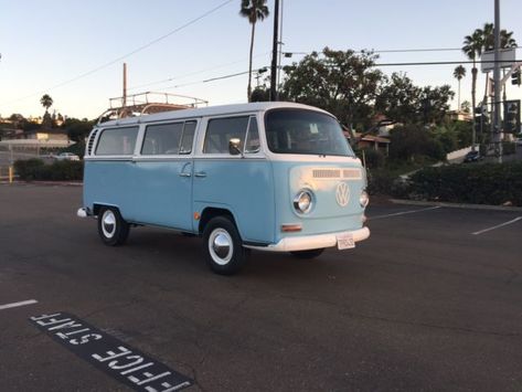 Old Volkswagen Van, Light Blue Car, Light Blue Vans, Old Van, Planning Party, Lynn Painter, Blue Cars, Retirement Life, Caravan Ideas