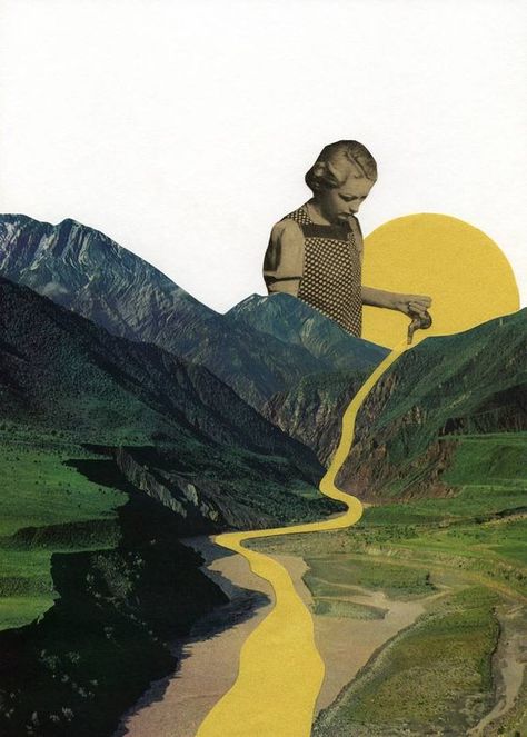 Collage Nature, Vintage Collage Art, Surreal Collage Art, Collage Landscape, Nature Collage, Digital Collage Art, Collage Art Projects, Surreal Collage, Color Collage