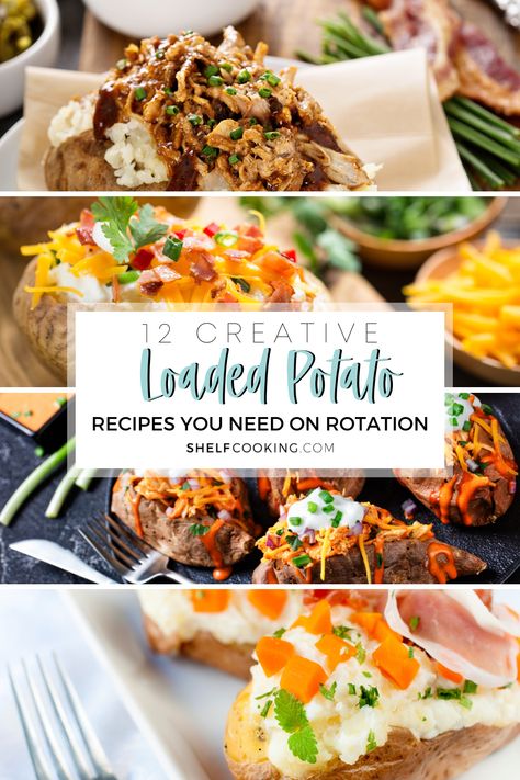 Baked Potato Recipes Stuffed Healthy, Loaded Potato Dinner Ideas, Dinner Baked Potato Meals, Loaded Baked Potato Meal, Loaded Baked Potatoes Recipes, Loaded Baked Potatoes In The Oven, Stuffed Baked Potatoes Main Dishes, Healthy Loaded Baked Potato, Dinners With Baked Potatoes