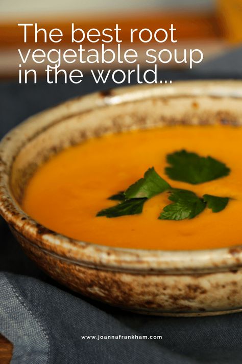 The Best Root Vegetable Soup in the World (AIP-friendly) - joannafrankham.com Aip Soup, Vegetable Soup Recipes Healthy, Vegetable Puree Soup, Easy Soup Recipes Healthy, Root Vegetable Soup, Soup Vegetable, British Cooking, Dairy Free Soup, Vegetable Soup Recipe