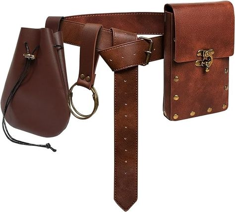 Amazon.com | Retro Belt Pouch Waist Bag Womens Fanny Pack Cellphone Holder Steampunk Mens Medieval Renaissance Purse Costume Accessories (Tri-Brown) | Waist Packs Steampunk Waist Bag, Steampunk Medieval, Cellphone Holder, Leather Waist Bag, Casual Belt, Belt Purse, Faux Leather Belts, Belt Pouch, Fancy Dresses Party