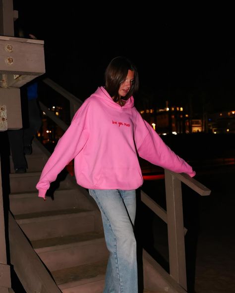 Introducing the Pink Love You Most Hoodie! The brightest and cutest pink you can find!! This hoodie has the words “love you most” in red written on the front with the cutest font! Get your cute pink hoodie on Monday!! Pink Hoodie Outfit Aesthetic, Pink Hoodie Aesthetic, Hoodie Poses, Cute Pink Hoodie, Oversized Pink Hoodie, Pink Sweatshirt Outfit, Pink Hoodie Outfit, Hoodie Outfit Aesthetic, Thrift List