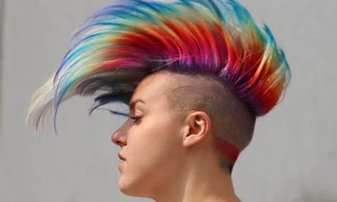 Rainbow Prism Hair Is The Newest Take On The Colorful Trend  #rainbow #hairstyle #hair #haircolor Prism Hair, Men's Hair Styles, Rainbow Hair Color, Mens Hairstyles Medium, Find Hairstyles, Short Hairdos, Side Hairstyles, Mens Hair Trends, Fade Haircuts