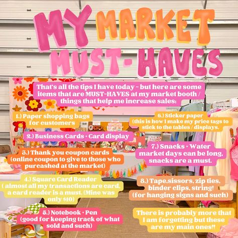 Vendor Market Tips!!🪩💗🌼🌈🪩 | Gallery posted by Ellē Nicole | Lemon8 Vendor Booth Must Haves, Car Freshie Vendor Display Ideas, Vendor Sign Ideas, Craft Vendor Ideas, Pink Vendor Booth, Vendor Booth Signage, Booth Signage Ideas, What To Sell At Farmers Market, Market Vendor Booth Ideas