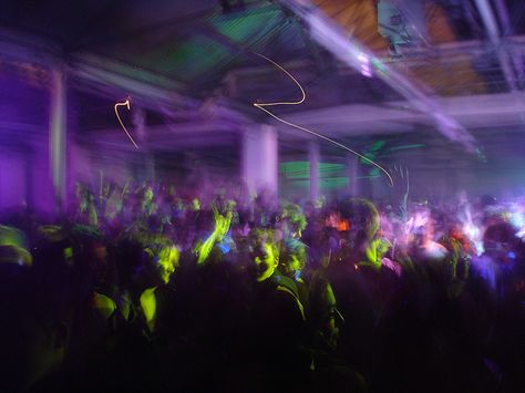 Warehouse parties becoming last-minute rave with FGCU students. I like the fog in this it may be a blur of the photo but i like the idea of purple haze London Rave Aesthetic, Uk Rave Aesthetic, Uk Rave, Uk Party, Rave Aesthetic, 90s Rave, Jackdaw, Rave Party, At A Party