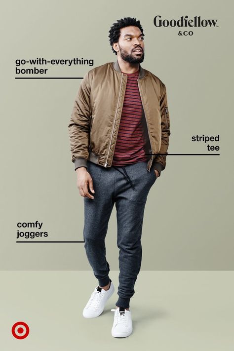 How To Wear Joggers, Neutral Shirt, Big Men Fashion, Outfits Hombre, Joggers Outfit, Le Male, Black Men Fashion, Sneakers Men Fashion, Big Men