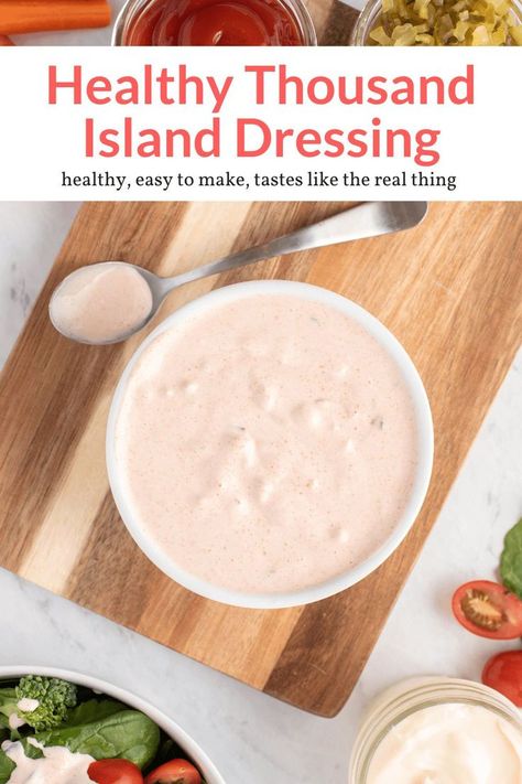 Greek Yogurt Salad Dressing, Low Calorie Salad Dressing, Homemade Thousand Island, Homemade Thousand Island Dressing, Mexican Mole, Salad Appetizer Cups, Dressing Healthy, Greek Yogurt Dressing, Healthy Dressing