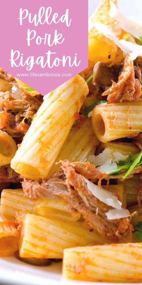 Pulled Pork Rigatoni Pasta With Pulled Pork, Pulled Pork And Noodles, Pasta With Pork Recipes, Pulled Pork Noodles, Pulled Pork Pasta Recipes, Recipes With Leftover Pulled Pork, Pulled Pork Leftover, Pork Leftover Recipes, Pasta With Pork