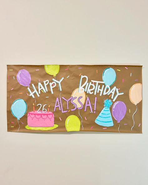 HBD Alyssa💜🤪🎉 #bannerpainting #banner #birthdaybanner Happy Birthday Painting, Birthday Poster Diy, 70th Birthday Banner, Diy Birthday Banner, Birthday Painting, Birthday Banner Design, 70th Birthday Parties, Twin Birthday, Paper Banners