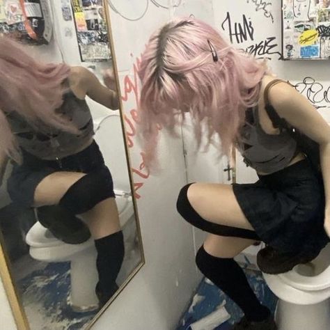 Pink Hair, A Woman, Mirror, Tumblr, Hair, Pink