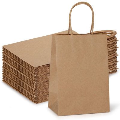 Gift bags are made from are Recyclable Paper, thick, not easy to deform and tear, safe and durable, can be reused, recycled. | JIAQ Kraft Paper Bags w/ Handles - Kraft Shopping Bags, Gift Bags, Party Favor Bags, Merchandise Bags, Retail Bags, Small Recycled Bags For Busine Sultana Kosem, Disposable Food Containers, Recycled Bags, Bakery Bags, Paper Bag Design, Favour Bags, Retail Bags, Small Business Packaging Ideas, Bakery Packaging