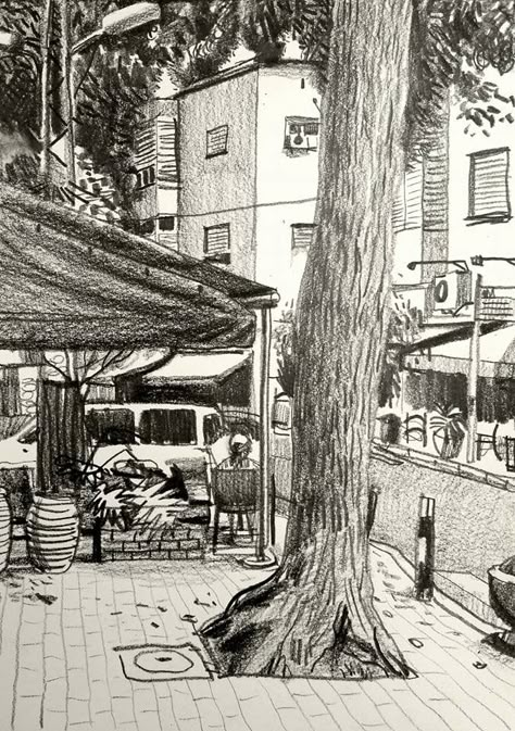 daily drawings and paintings II on Behance Drawing Trees, Landscape Sketch, Drawings Ideas, Pretty Drawings, Pencil On Paper, Arte Sketchbook, Daily Drawing, Landscape Drawings, Sketch Painting