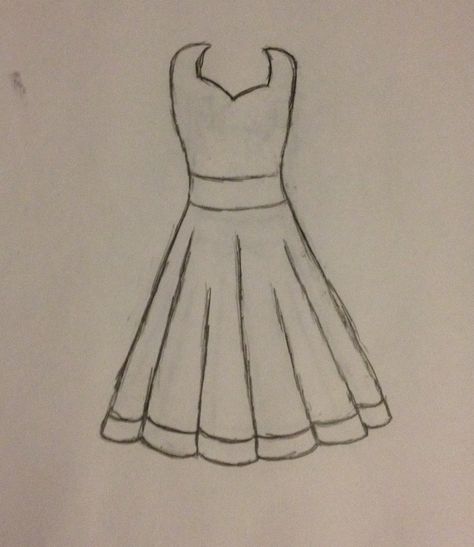 Simple Fashion Drawing Dresses, Sketsa Dress Simple, Dress Sketsa, Easy Dress Drawings, Doodles Dress, Dress Drawing Easy, Easy Drawings For Beginners, Easy Love Drawings, Fashion Drawing Tutorial