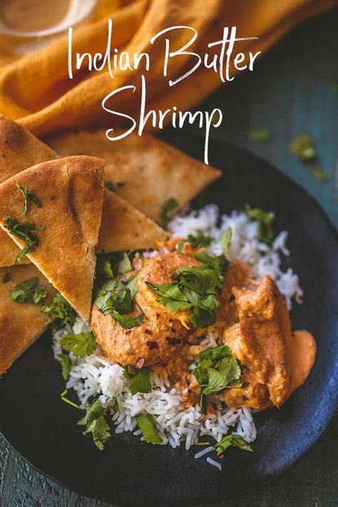 Traditional chicken is swapped out for simmered shrimp in a subtly spice indian butter sauc​​e. Pair it with a Riesli​n​g or Syra​​h. Seafood Diet, Meat Products, Fish Varieties, Indian Butter Chicken, Butter Shrimp, Fish Recipes Healthy, How To Cook Fish, Shrimp Dishes, Healthy Fish