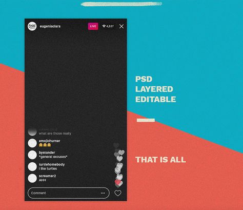 Download This free iOS Instagram live interface PSD template was designed as a mockup so you can edit and preview how your instagram live will look like on Instagram. With a new look and fell, the new mobile template has a minimal UI design. Big thanks to Eugenia Clara for sharing this useful freebie. I […] More The post Free Instagram Live Mockup PSD appeared first on PsFiles. Instagram Live Template, Instagram Live Poster Design, Minimal Ui Design, Logo Mockups Psd, Free Psd Flyer Templates, Mobile Template, Free Psd Flyer, Business Poster, Psd Flyer Templates