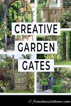 Add a beautiful garden gate to your backyard fence with one of these creative ideas. #fromhousetohome #gardengates #gardeningideas #gardeningtips #landscapeideas #gardening #structures #gardenideas Cheap Fence Ideas, Old Garden Gates, Garden Gate Ideas, Old Garden Tools, Tor Design, Wooden Garden Gate, Backyard Gates, Garden Gates And Fencing, Metal Garden Gates