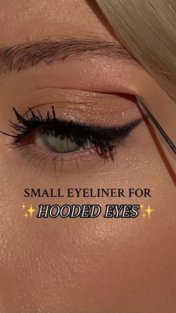 Hooded Eyelid Eyeliner, Eyeliner For Hooded Eyelids, Small Eyelid Makeup, How To Put Eyeliner, Eyeliner For Small Eyes, Eyeliner Brown Eyes, Everyday Eyeliner, Makeup For Downturned Eyes, Hooded Eyes Tutorial