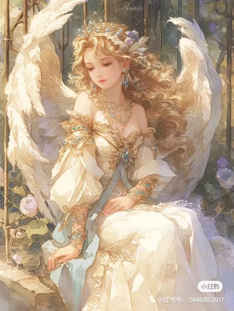 Angel Girl Art, Chinese Drawings, Semi Realism, Female Character Concept, Tarot Cards Art, Fairytale Art, Digital Art Anime, Ethereal Art, Angel Art