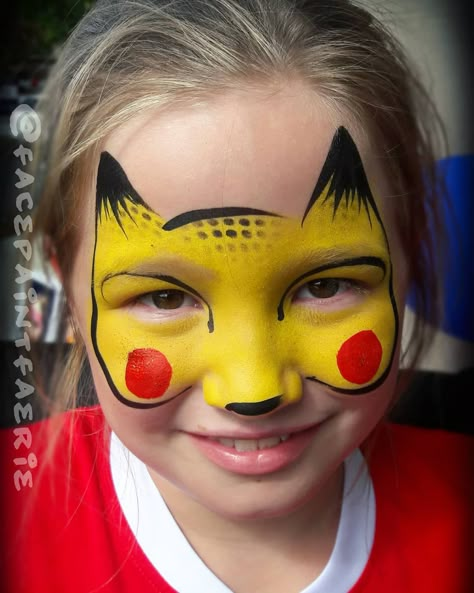 Kids love when I tell them I can paint Pikachu! ☄ Face Paint by #ShawnaFae of #ThreeWishesEntertainment ☄ #pikachu⚡ #pokemonfanart… Pikachu Face Paint Easy, Pokémon Face Painting, Cartoon Face Painting, Anime Face Paint, Pokemon Face Paint, Pikachu Face Paint, Pokemon Facepaint, Easy Face Painting Ideas, Face Painting Ideas For Kids