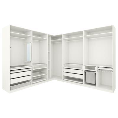 PAX Corner wardrobe - white, Fardal Vikedal - IKEA Ikea Pax Corner Wardrobe, Pax Corner, Pax Corner Wardrobe, Dressing Ikea, Pax Planner, Armoire Pax, Pax System, Armoire D'angle, Corner Wardrobe