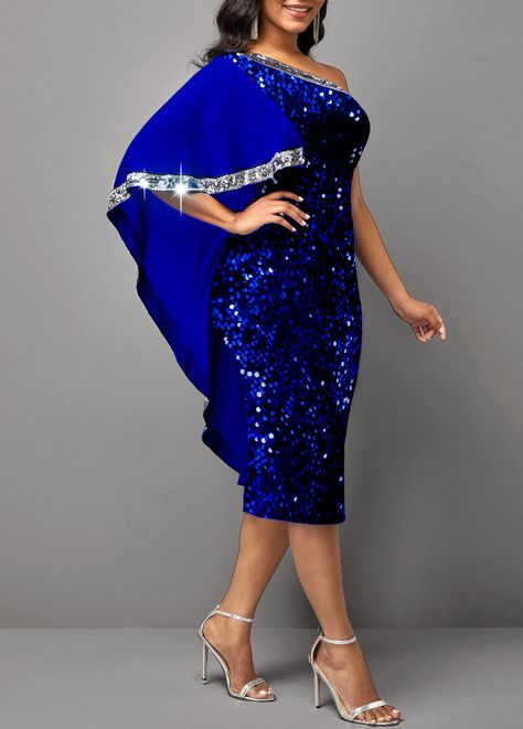 Royal Blue Dress Designs, Royal Blue Dinner Dress, Royal Blue Evening Gown Plus Size, Blue Sequin Dress For Dress-up, Best Dresses, Royal Blue Semi-stitched Dress For Wedding, Royal Blue Sleeveless Dress With Sequins, Elegant Royal Blue Dress For Dress-up Occasions, Glamorous Royal Blue Sequin Dress