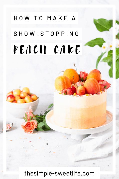 Peach Pie Cake, Peach Mousse Cake, Cake Combinations, Cake Receipt, Peach Birthday Cake, Fresh Peach Cake, Cupcake Flavours, Peach Mousse, Beautiful Baking