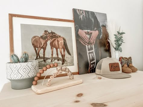 Baby boy, western nursey decor and details, cowboy theme Western Nursery Wall Decor, Western Nursery Gender Neutral, Modern Cowboy Nursery, Cowboy Playroom, Western Themed Nursery Boy, Boy Nursery Western, Cowboy Toddler Room, Western Baby Girl Nursery, Cowboy Nursery Baby Boy