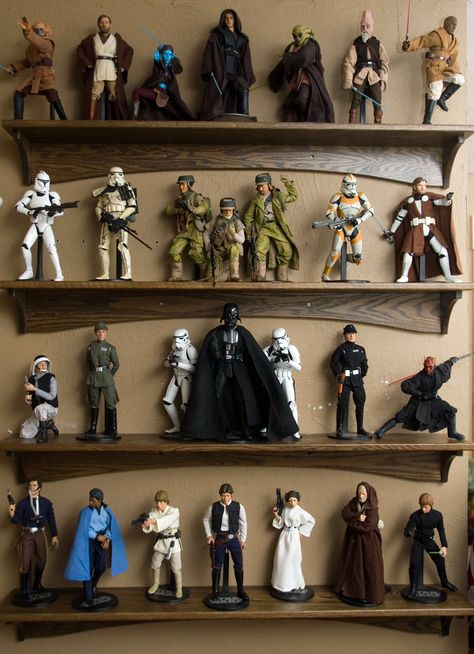 Starwars Figures Display, Star Wars Figure Display, Star Wars Black Series Display, Star Wars Collection Display, Star Wars Display, Star Wars Action Figures Display, Toy Collection Room, Star Wars Room Decor, Nerd Room